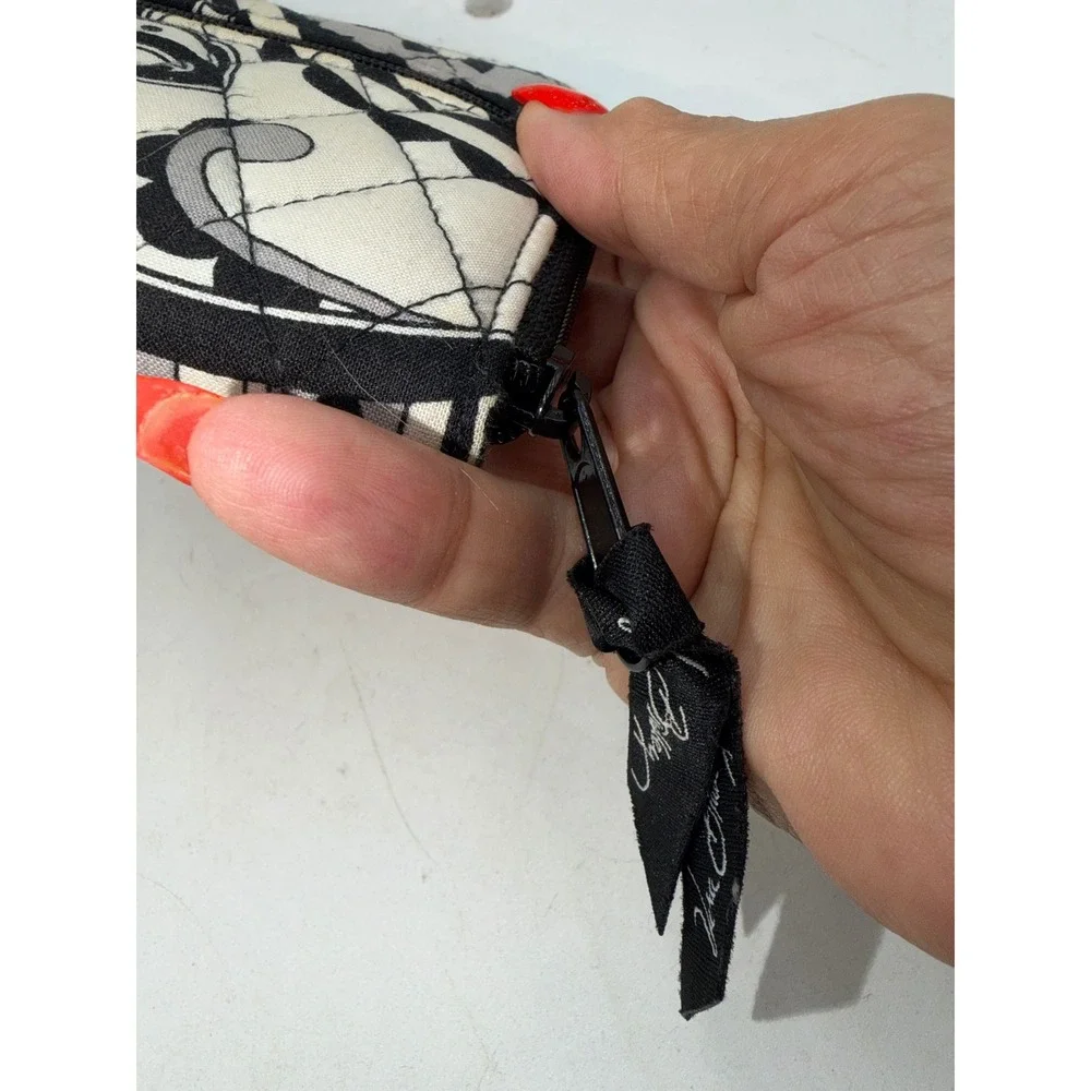 Vera Bradley night and day Black White Gray Paisley Quilted Zip Around Wallet